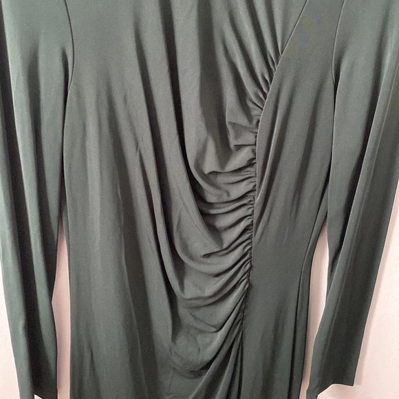 Dark Green Bebe Fitted Long Sleeve Midi Dress - Picture 2 of 6